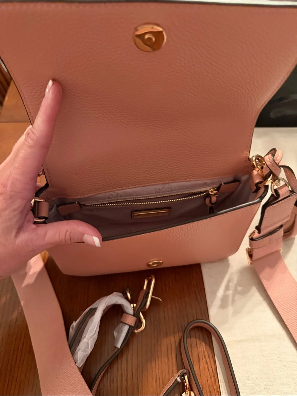 Tory Burch Dusty Pink Pebbled Leather Crossbody